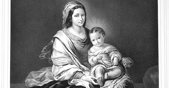 © Marin-Lavigne, Louis Stanislas (1797-1860), CC BY 4.0, via Wikimedia Commons. La très Sainte Vierge, dite au Chapelet