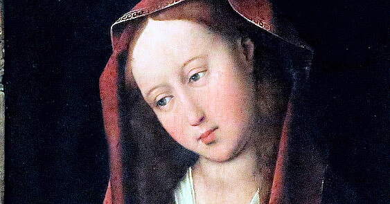 © Jean-Louis Mazieres. Rogier van der Weyden. 1399-1464. Bruxelles. La Vierge à l'Oeillet. Gent. Musée des Beaux Arts. Une copie exécutée vers 1480.